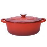 Baccarat Le Connoisseur 27cm Cast Iron Oval French Oven with Lid Red 3.5L