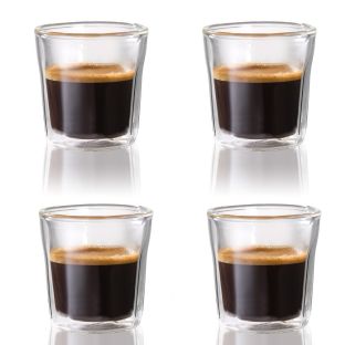 Baccarat Barista Facet 4-Piece Double Walled Espresso Glass Set 88ml 