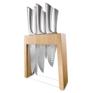 Baccarat Damashiro 7 Piece Mizu Knife Block Oak