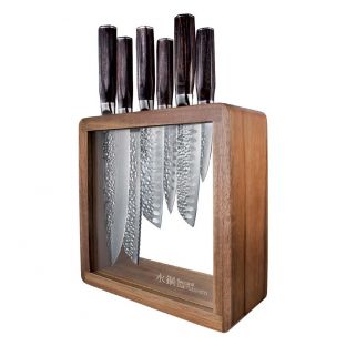 Baccarat Damashiro Emperor Mokuzai 7 Piece Knife Block